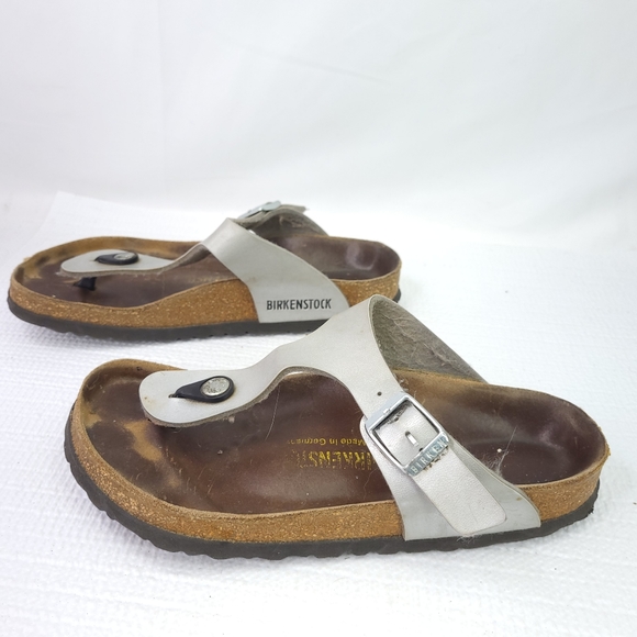 Birkenstock Gizeh Silver Birk-Flor Sandals Slip On Flip Flop Shoes Size 36 US 5 - Picture 3 of 6